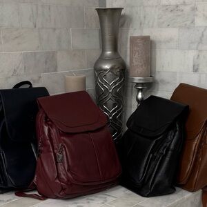 Elegant PU Leather Backpack Purse - Black ,Brown, Navy and Burgundy.